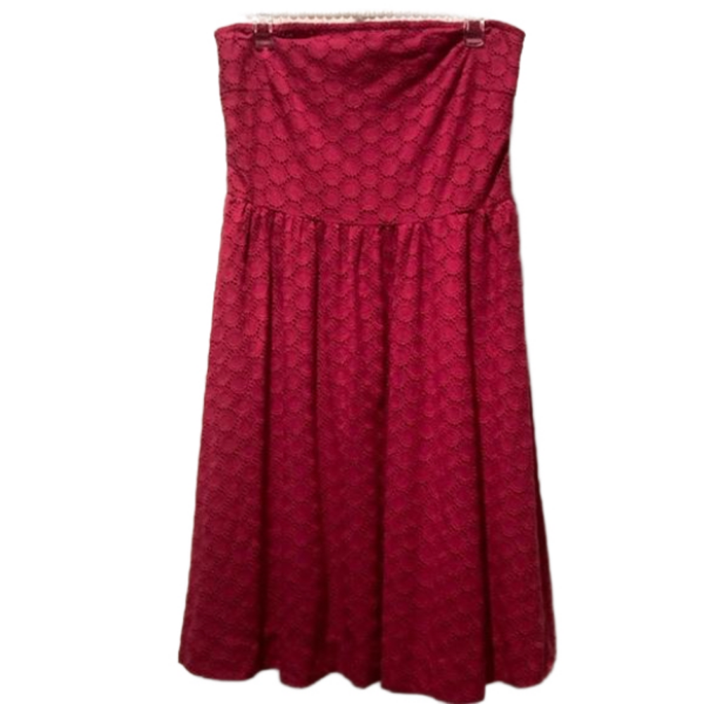 Garnet Hill 100% Cotton Eyelet Strapless Dress Size 2
